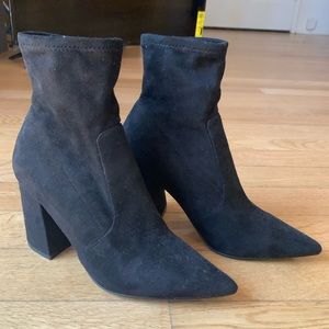 Steve Madden black sock booties (worn once)